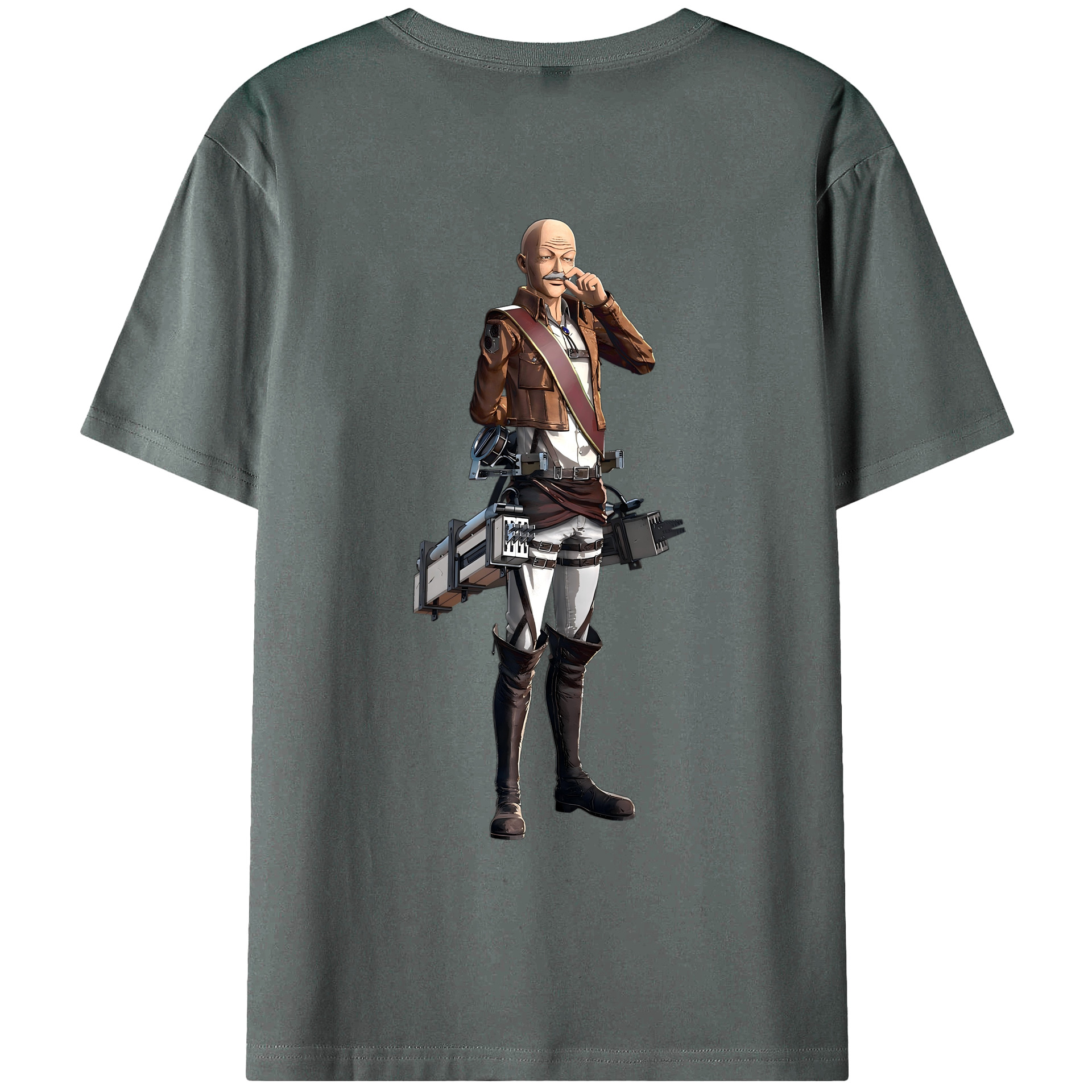 （画像用） 進撃の巨人 ドット·ピクシス Attack on Titan Dot Pixis 綿100％ メンズ半袖Tシャツ（バックプリント） 通気性